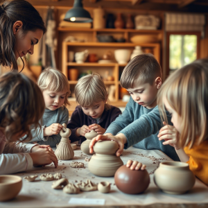کارگاه سفال در موسسه دنیای اسطوره کودکی