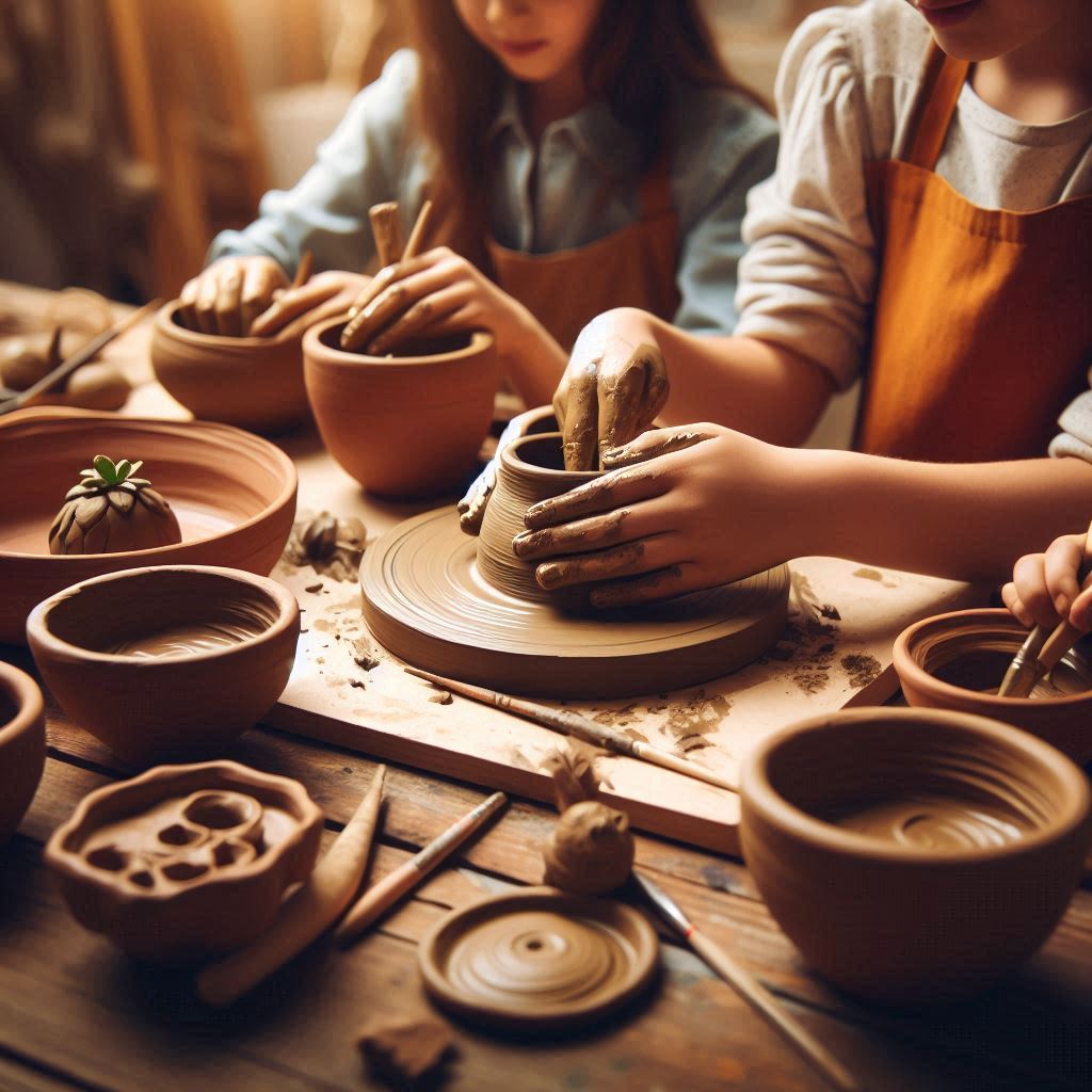 کارگاه سفال در موسسه دنیای اسطوره کودکی